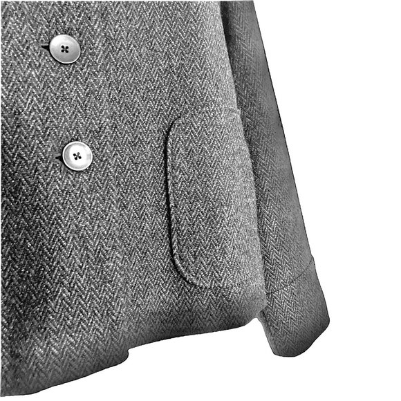 Banana Republic Military Style Cropped Jacket Gray Herringbone Mock Collar  EUC - Picture 5 of 15